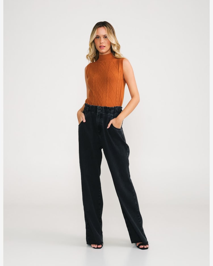 Calça Clochard Wide Leg Black Jeans Black-jeans Riachuelo
