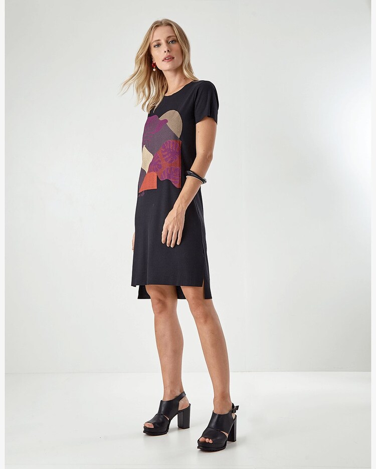 Riachuelo Vestido Canelado Silk Preto