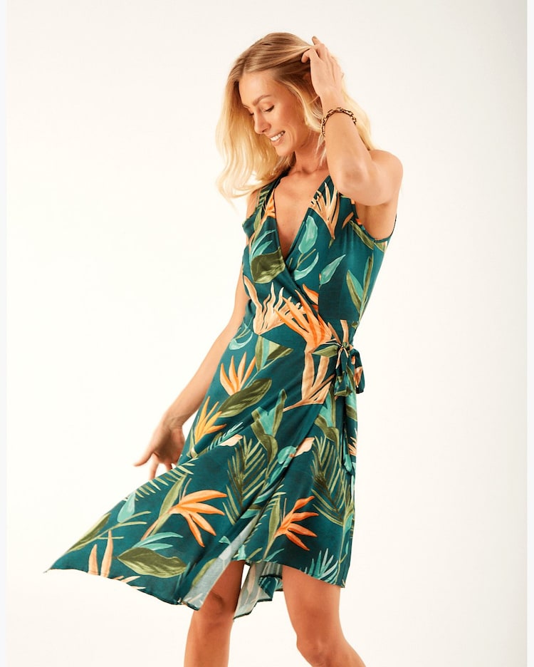 Riachuelo Vestido Margueritta Curto Transpassado Verde