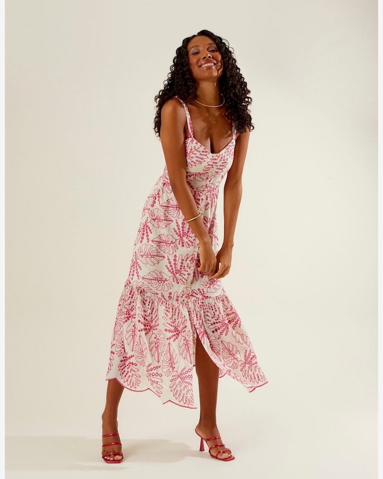 Riachuelo Vestido Laise Botões Fucsia